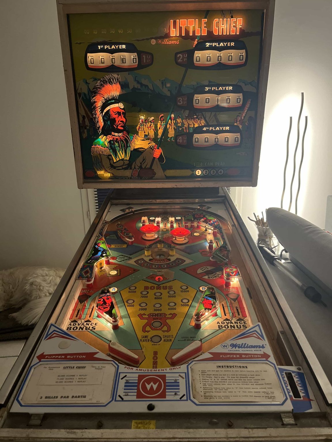 Flipper Williams électromécanique de Bar BIG CHIEF